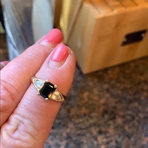 14Ct Gold Blue Sapphire and White Topaz Ring